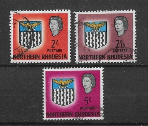 Northern Rhodesia 1963 2/-, 2/6d & 5/- SG84-86 Fine Used Cat£21 Cover