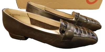 Mocasines De Colección California Magdesians Marrón Oscuro Cocodrilo Repujado Elegante Pisos 12 N Foto 1 de 4