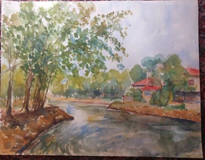 Mill Magny A.Simon 1926-2014 1985 Artist Lorraine Watercolour - Picture 1 of 5