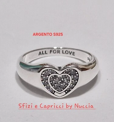Anello Donna Cuore pavè sigillo  ARGENTO 925 - Immagine 1 di 3