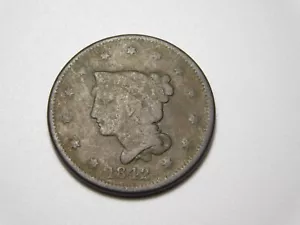 US COINS 1842 BRAIDED HAIR LARGE CENT - Picture 1 of 8