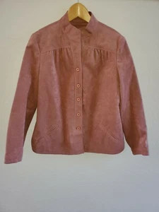 Vintage Roth-Le Cover Ultra-Suede Mandarin Shirt Jacket Small Dusty Rose 60s 70s - Picture 1 of 8