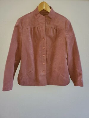 Vintage Roth-Le Cover Ultra-Suede Mandarin Shirt Jacket Small Dusty Rose 60s 70s - Image 1 of 4