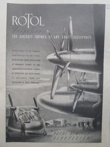 9/1946 PUB ROTOL GLOUCESTER PROPELLERS AIRCRAFT ENGINES ORIGINAL AD - Imagen 1 de 1