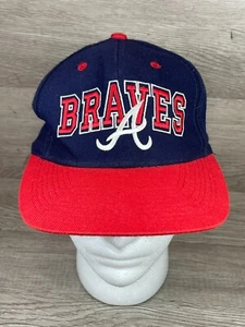 Vtg Atlanta Braves Hat "A" Logo Spellout Snapback Genuine Merchandise TWINS - Picture 1 of 7