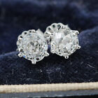 Large 1.68ct OLD CUT Diamond PLATINUM Stud Earrings - not 18ct White Gold