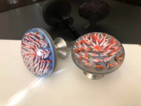 Vintage Door Handles Plexiglass Organic Glass Knobs Flowers Soviet USSR Cover