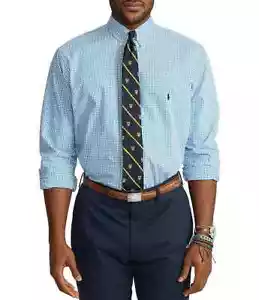 Polo Ralph LaurenBig & Tall Check Poplin Stretch Long-Sleeve Woven Shirt, 4LT - Picture 1 of 1