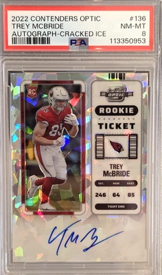 TREY MCBRIDE 2022 Panini Contenders *CRACKED ICE* Rookie RC /22; PSA 8, pop=2 - Image 1 of 3