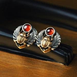 Skarabäus Ohrstecker. Ägyptischer Schmuck. Geschenke für Männer Frauen - Bild 1 von 10