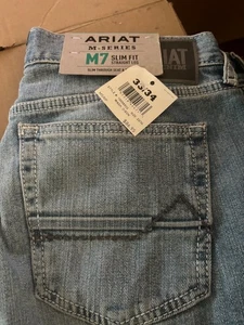 Ariat M7 Slim Fit Straight Leg Mens Blue Denim Jeans 10058933. 33 x 34 NWT - Picture 1 of 9
