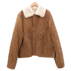 Louis Vuitton Shearling Embossed Monogram Leather Jacket HJL62EYGL Men's Size 52 - Picture 1 of 6