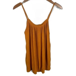 H&M L.O.G.G. Mustard Yellow Spaghetti Strap Top Size 6 Coastal Summer Vacation - Picture 1 of 12