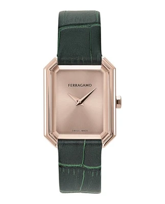 Reloj de moda Ferragamo para mujer IP oro rosa 26,5 mm correa Foto 1 de 4