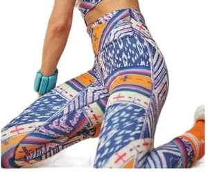 Leggings Free People Movement Azul/Naranja Geo Estampado Cintura Cruzada 7/8 Talla S - Imagen 1 de 13