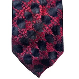 Vintage A Sulka & Company Silk Tie ~ Red & Dark Blue/Black - Picture 1 of 6
