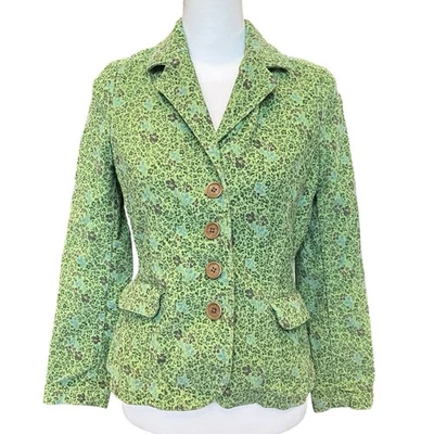 Blazer vintage Eddie Bauer para mujer 2 Petite verde pana floral clásico otoño Foto 1 de 4