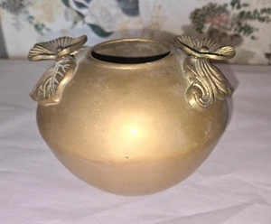 Vintage Art Nouveau Brass Vase Lotus Flower Handle Made In Korea - Picture 1 of 6