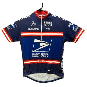 Nike Dri Fit Mens Trek Subaru USPS Postal Service Y2K Cycling Jersey Blue Medium - Picture 1 of 11