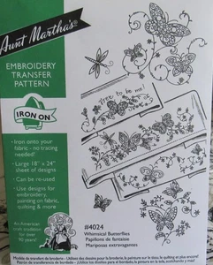 Fundas de almohada con patrón de transferencia bordado MARIPOSAS CAPRICHOSAS Aunt Martha's 4024 - Imagen 1 de 1