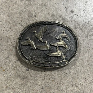 Solid Brass Cheyenne Bottoms Wildlife Area M Wayne Willis Vintage Belt Buckle - Picture 1 of 6