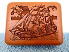 3 Masted Clipper Ship Laser Carved Cherry Wood Trinket Box By Wilderness Woods