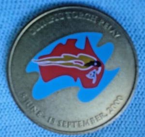 CC 1 X METAL MEDALION SYDNEY 2000 OLYMPICS TORCH RELAY 3.75 CM - Picture 1 of 2