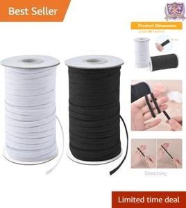 160 Yards 1/8" Elastic Cord Spool Black White Heavy Stretch Sewing Craft DIY - Picture 1 of 10