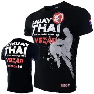 VSZAP Muay Thai Fighter Lightweight Breathable Training Shirt Black - Foto 1 di 2