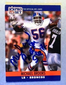 MICHAEL BROOKS Denver Broncos - LSU 1990 Pro Set  AUTOGRAPH / SIGNED Card