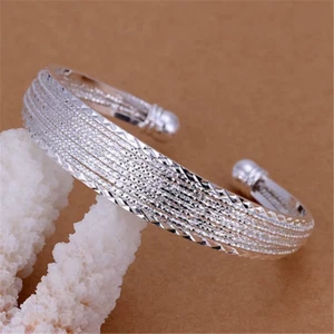 EDLES Armband 925 SILBER massiv Armkette Ring breiter ARMREIF Armzange Zirkonia - Bild 1 von 2