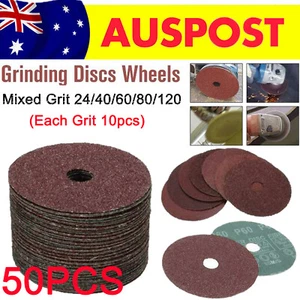 50X Fibre Sanding Grinding Discs Wheels mixed 24 40 60 80 120 Grit Angle Grinder - Picture 1 of 7