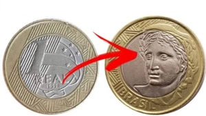 Coin 1 Real 1998 Brazil - variant with frieze on the sphinx - KM# 652 - EB609 - Picture 1 of 3