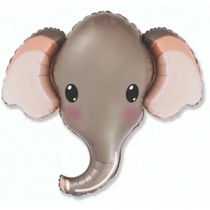 GREY ELEPHANT FACE SAFARI JUNGLE PARTY 32" SUPERSHAPE FLEXMETAL FOIL BALLOON! - Picture 1 of 1