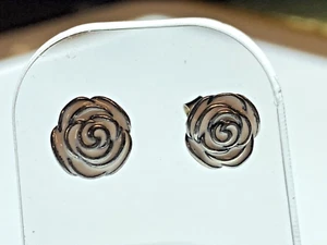 Vintage Sterling Silver 925 Earrings Enamel Roses Studs 2.88g - Picture 1 of 12