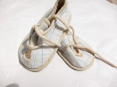 Infantil Disney Clásico POOH Azul Algodón Cuadros Zapatos, Talla 6-12 Meses Foto 1 de 3