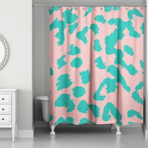 Creative Products Leopard Pink And Green 71 x 74 Shower Curtain - Picture 1 of 2