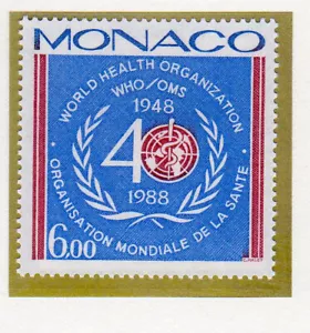 Monaco 1988 40e anniversaire de l'O.M.S. Y&T 1636 timbre neuf/TE1810 - Picture 1 of 1