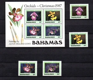 Bahamas 1987 set Flowers/Blumen/Orchids stamps (Michel 663/66 + Bl.52) MNH - Picture 1 of 1