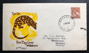 1960 Ballarat Australia First Day Cover FDC To Woodstock Canada Tiger Cat - Picture 1 of 2