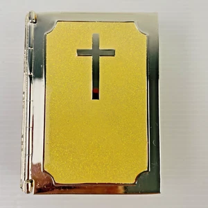 Bible Trinket Keepsake Box Silver Plated / Gold Metal Christening / Communion - Picture 1 of 10