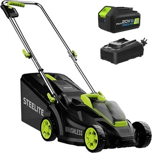 Compact Green Electric Lawn Mower 13.2 Inch with 21V Battery for Small Yards - Picture 1 of 21