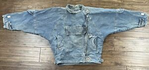 Vintage 60s/70s “KAOS” Blue Denim Bomber Jacket Sz Small Made in Taiwan R.O.C.