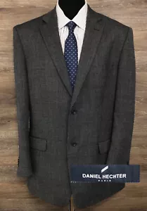 Daniel Hechter Mens 100% Wool Gray Black Two-Button Blazer Sport Coat Jacket 44L - Picture 1 of 12