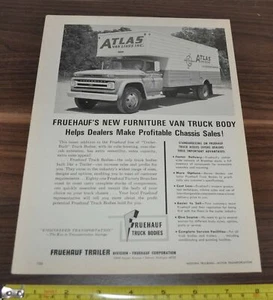 1965 Fruehauf Trailer Truck Ad Body Atlas Van Line Chevrolet Peterbilt Australia - Picture 1 of 2