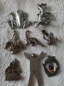 8 Large Silver Coloured Metal/pewter Charms/Pendants. Various Sizes - Picture 1 of 16
