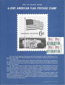 #1338 6c American Flag Stamp Poster- Unofficial Souvenir Page Flat HC on B4 - Picture 1 of 1