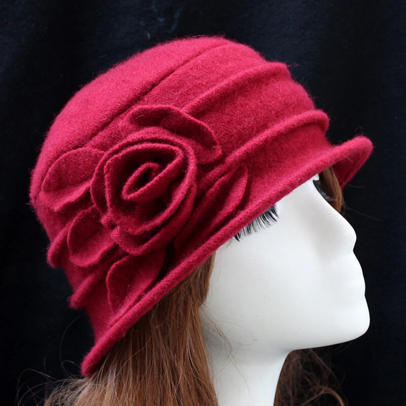 De colección Elegante Cubo de Lana Para Mujer Cloche Gorros Boina Invierno Sombrero Foto 1 de 4