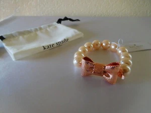 New Kate Spade All Wrapped Up In Pearls Bracelet With Gold Bow - Picture 1 of 4