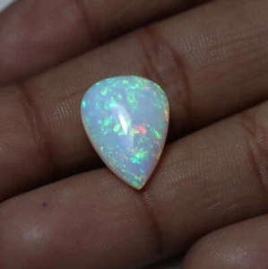 3.50 Carat 15.1x10.8 MM Natural Top Multi Flashy Fire Ethiopian White Opal Pear - Imagen 1 de 11